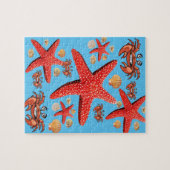 Puzzels Krab Starfish Beach schelpen blauw (Horizontaal)