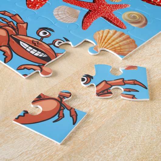 Puzzels Krab Starfish Beach schelpen blauw (Zijkant)