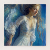 Puzzels meisje in een jurk in het meer kunst (Horizontaal)