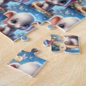 Puzzels Mooie Gelukkige Witte Olifant (Zijkant)