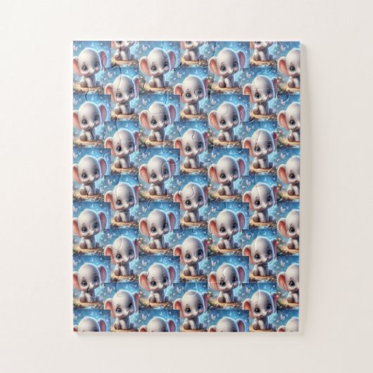 Puzzels Mooie Gelukkige Witte Olifant (Verticaal)