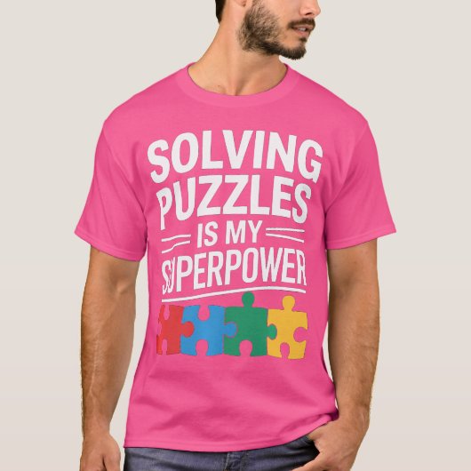 Puzzels Oplossen Is Mijn Superkracht Funny Jigsaw T-shirt (Voorkant)