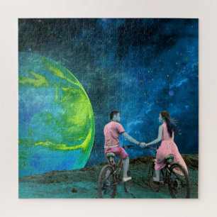 PUZZELS: Paars Fietsrit op Maan Buitenruimte Legpuzzel