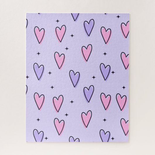 Puzzels Paarse Roze Harten Fijne Valentijnsdag (Verticaal)