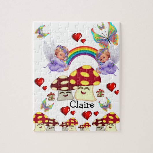 Puzzels-paddenstoel, Angels, Rainbows-vlinder Legpuzzel (Verticaal)