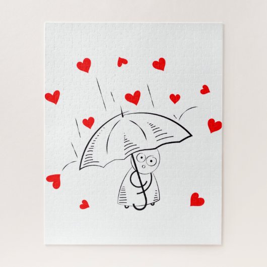 Puzzels Paraplu Rode Harten Gelukkige Valentijnsda (Verticaal)