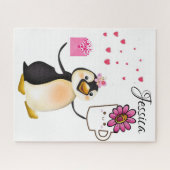 Puzzels Pink Floral Penguin Hartelijk dank voor Va (Horizontaal)