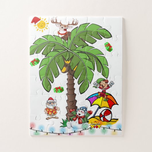 Puzzels Prettig Kerstfeest Strand Santa Claus (Verticaal)