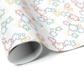 Puzzels - primaire omtreklijn witte achtergrond cadeaupapier (Rol Hoek)