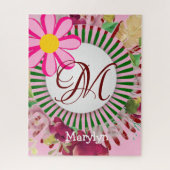 Puzzels Roze Bloemen Monogram (Verticaal)