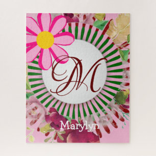 Puzzels Roze Floral Monogram