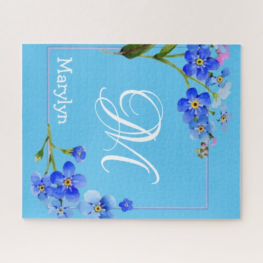 Puzzels Roze Floral Monogram (Horizontaal)