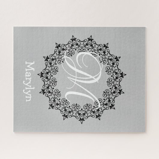 Puzzels Roze Floral Monogram (Horizontaal)