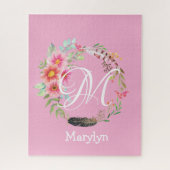 Puzzels Roze Floral Monogram (Verticaal)