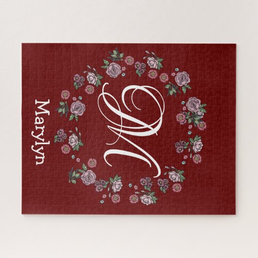 Puzzels Roze Floral Monogram (Horizontaal)