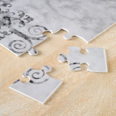 Puzzels Roze kartonnen kat zwart-wit marmer (Zijkant)