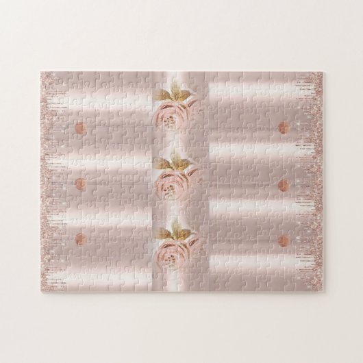 Puzzels Roze Roze glitter Drip Floral (Horizontaal)