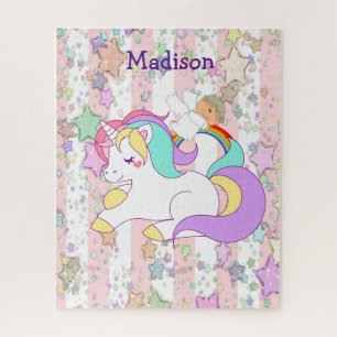 Puzzels Roze & White Stripe Unicorn Angel