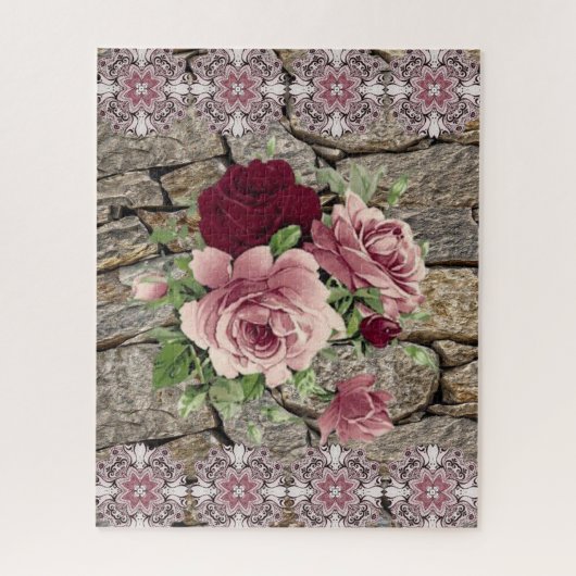 Puzzels Rozen Bloemrijke Rots (Verticaal)