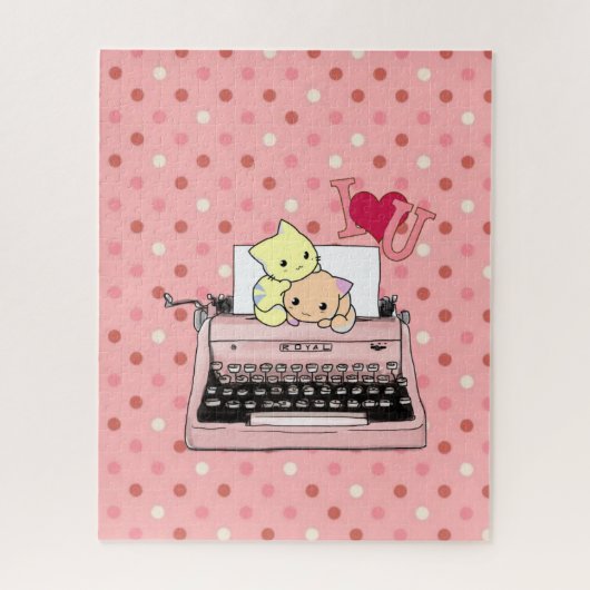 Puzzels Schrijfmachine Katten Kittens Ik Hou van J (Verticaal)
