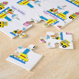 Puzzels Trucks Bus Gelukkige Verjaardag