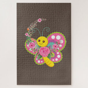 Puzzels Uitdagende Bruine Bloemen Vlinder