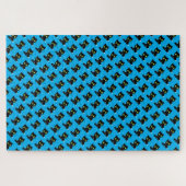Puzzels Uitdagende Zwarte Kitty Cat Blue (Horizontaal)