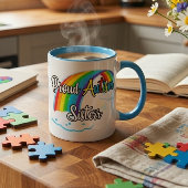 Puzzels van een trotse autisme zus tweekleurige koffiemok