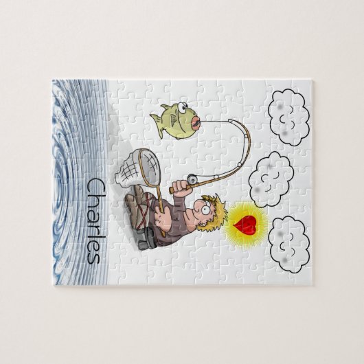 Puzzels Visser Vis Zon Water Wolken Vissen (Horizontaal)