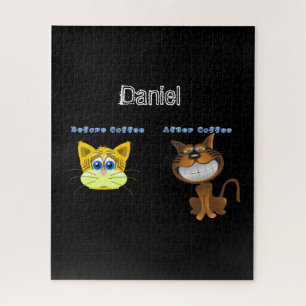 Puzzels voor en na koffie-katten