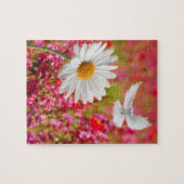 Puzzels White Daisy Dove Pink Floral (Horizontaal)