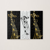 Puzzels White en Black Gold Muzieknoten (Horizontaal)