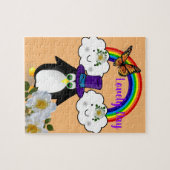 Puzzels White en Black Penguin Rainbow Floral (Horizontaal)