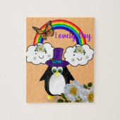 Puzzels White en Black Penguin Rainbow Floral (Verticaal)