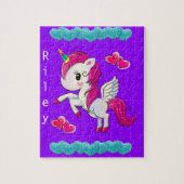 Puzzels White roze Unicorn Paars Blue Hearts (Verticaal)