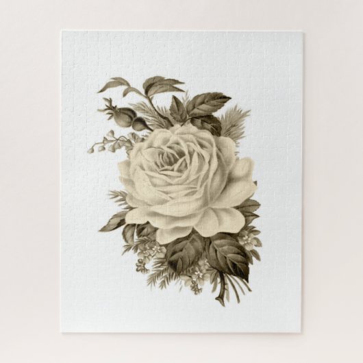 Puzzels Wit Rose Floral (Verticaal)