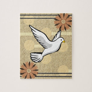 Puzzels Witte Duif Beige Cirkels