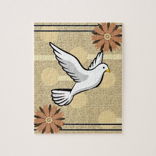 Puzzels Witte Duif Beige Cirkels (Verticaal)