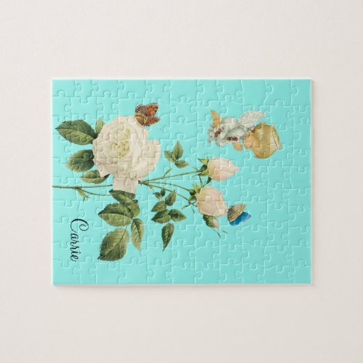 Puzzels Witte Engel Blauwe Vlinder Bloem (Horizontaal)