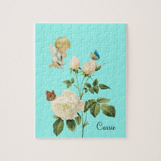 Puzzels Witte Engel Blauwe Vlinder Bloem (Verticaal)