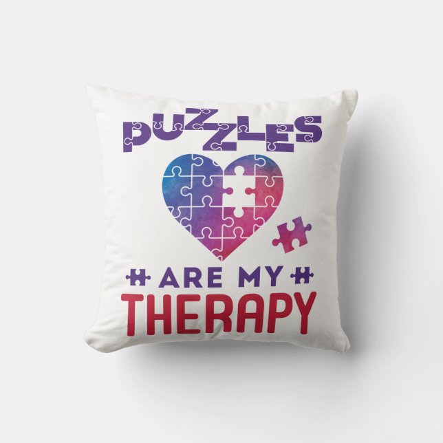 Puzzels zijn mijn therapie, puzzels kussen (Voorkant)