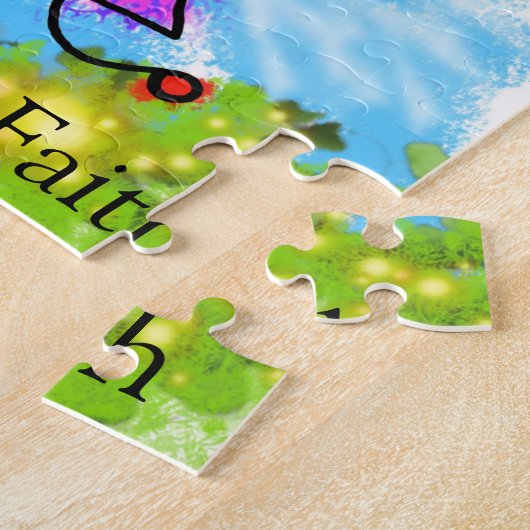 Puzzels zon bloemenmeisje roze ballonnen (Zijkant)