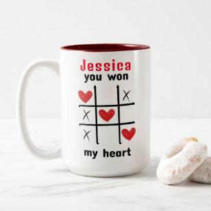Puzzelspel Ik heb je mijn hart gewonnen Tweekleurige Koffiemok