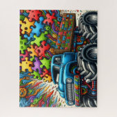 Puzzelstuk Autisme Truck Legpuzzel (Verticaal)