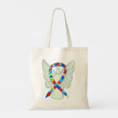 Puzzelstuk Bewustzijnslint Custom Art Canvas tas (Achterkant)