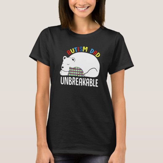 Puzzelstuk Onbreekbare Papa Beer Vader Autisme Bew T-shirt (Voorkant)
