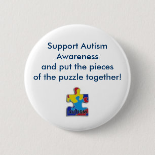 puzzelstuk, ondersteuning van Autisme Awarenessand Ronde Button 5,7 Cm