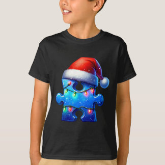 Puzzelstuk Santa Hat Autisme Bewustzijn Autistisch T-shirt