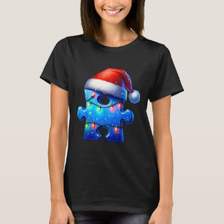 Puzzelstuk Santa Hat Autisme Bewustzijn Autistisch T-shirt