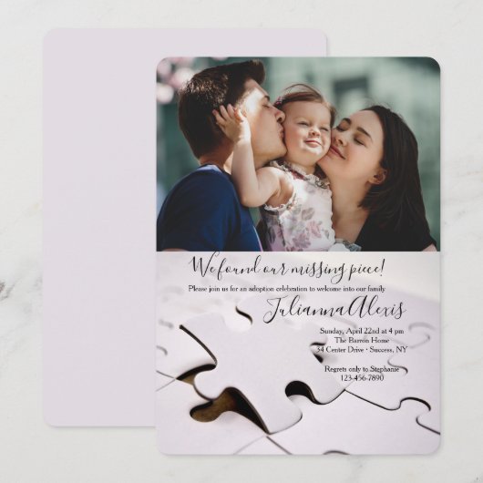 Puzzelstukfoto-uitnodiging Kaart (Voorkant / Achterkant)